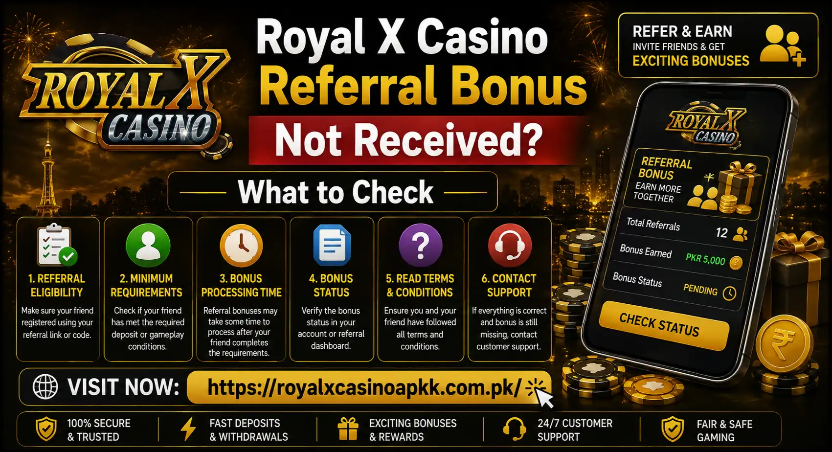 Royal X Casino Referral Bonus Not Received? What to Check